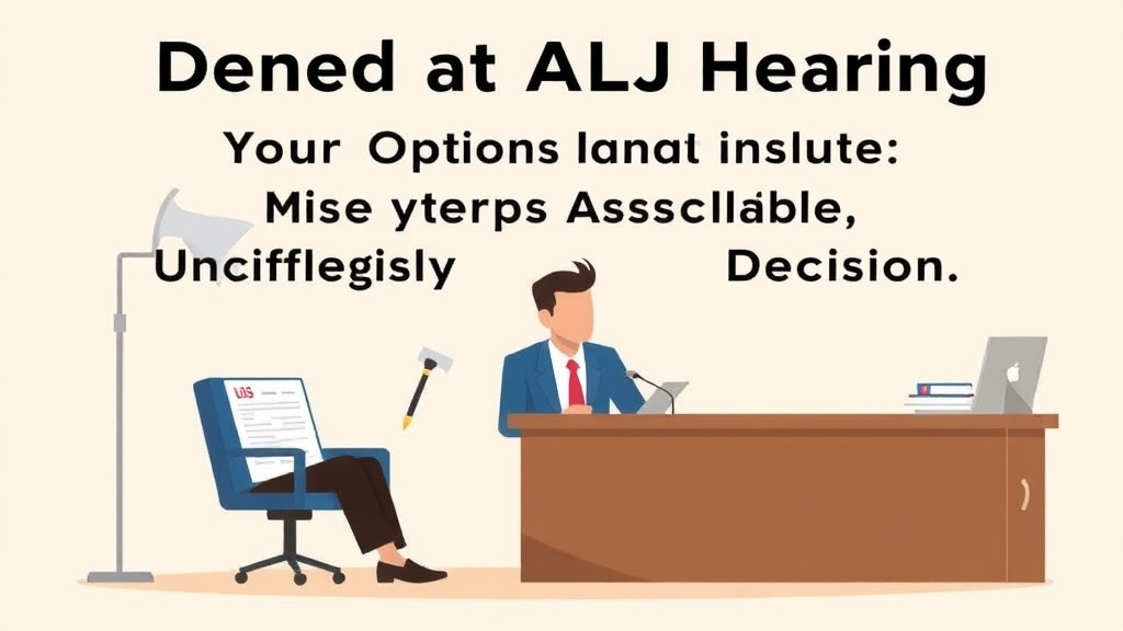 A professional illustration depicting denied at ALJ Hearing: Your Options After an Unfavorable Decision