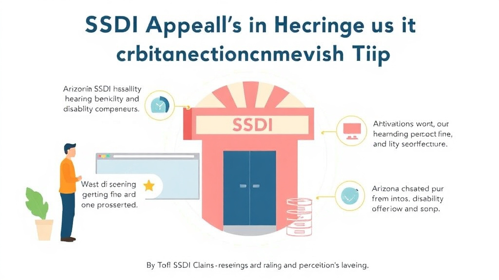 Action-oriented illustration showing how to apply SSDI Appeal in Arizona: Hearing Offices, Wait Times, and Tips