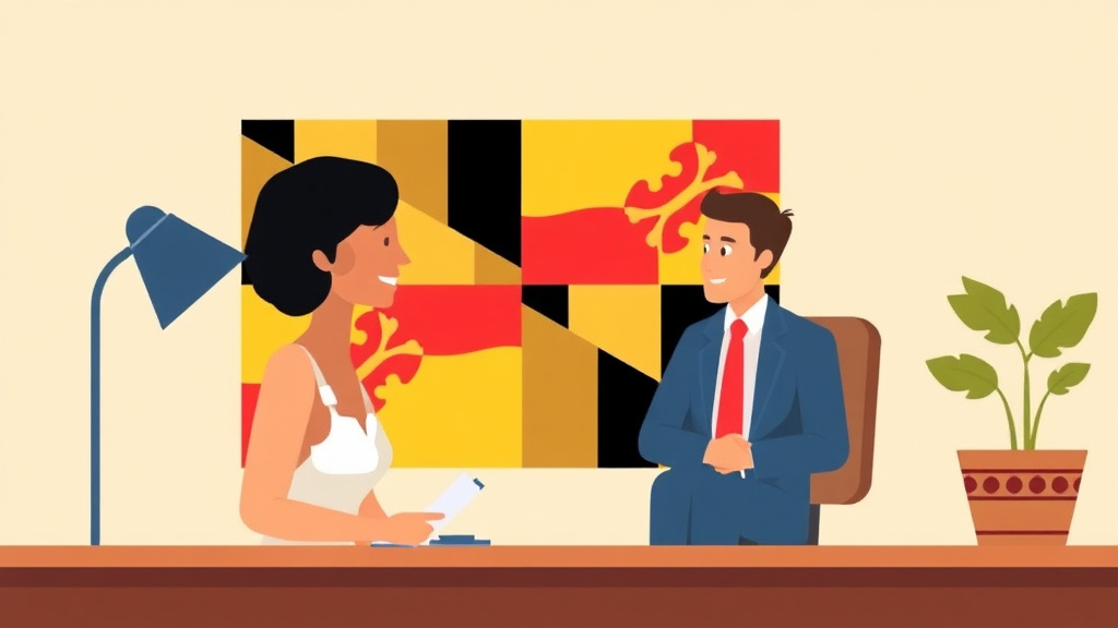 A professional illustration depicting SSDI Appeal in Maryland: Hearing Offices, Wait Times, and Tips