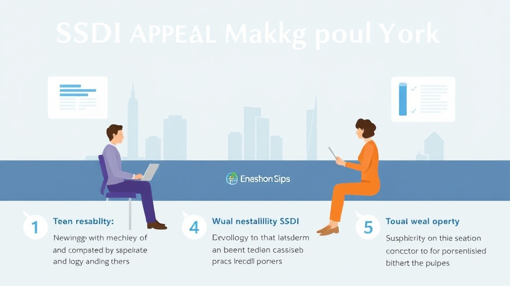 Process flow illustration for putting SSDI Appeal in New York: Hearing Offices, Wait Times, and Tips into action
