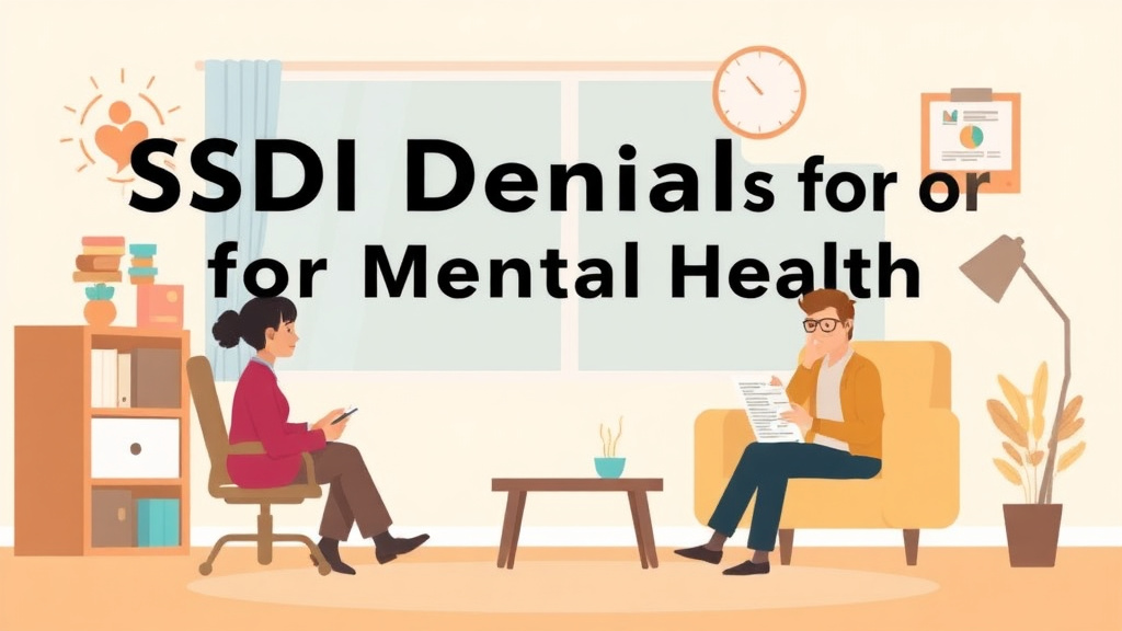 An informative visual explaining appealing an SSDI Denial for Mental Health Conditions for beginners and professionals