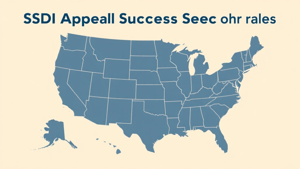 Illustration breaking down the fundamentals of SSDI Appeal Success Rates by Stage and State