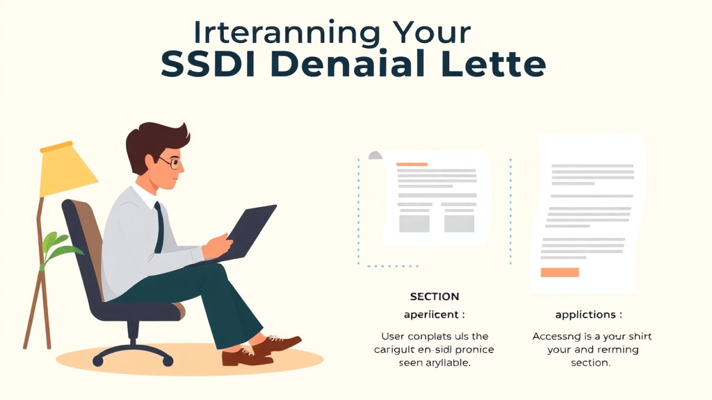 A professional illustration depicting your SSDI Denial Letter: Section by Section