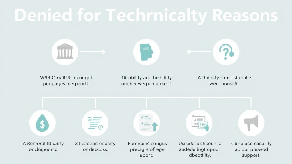 Process flow illustration for putting denied for Technical Reasons: Work Credits, SGA, and Other Issues into action