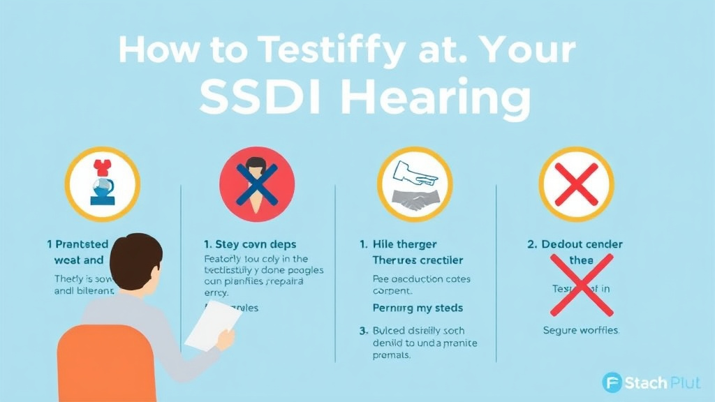 Process flow illustration for putting testify at Your SSDI Hearing: Do's and Don'ts into action