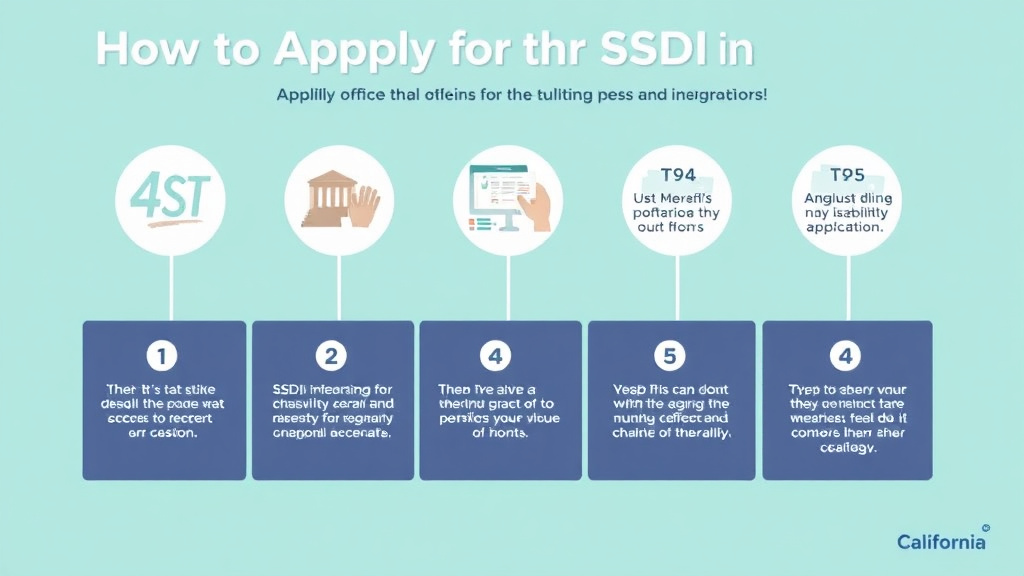 Process flow illustration for putting apply for SSDI in California: Offices, Timelines, and Tips into action
