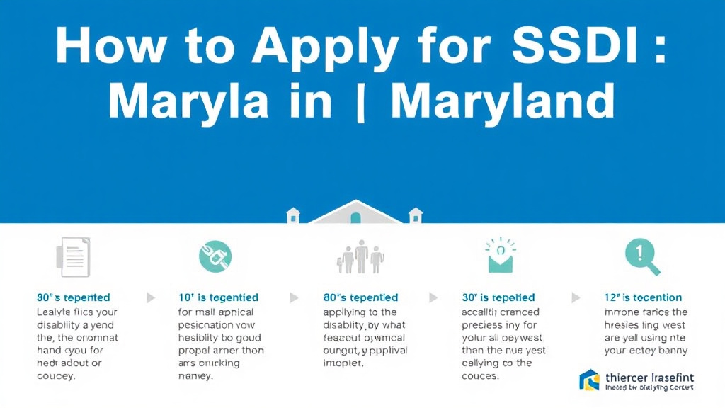 Action-oriented illustration showing how to apply apply for SSDI in Maryland: Offices, Timelines, and Tips