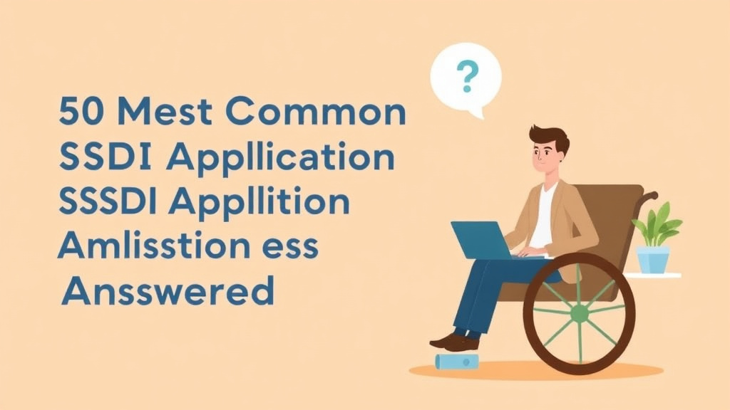 Educational graphic covering the essentials of 50 Most Common SSDI Application Questions Answered