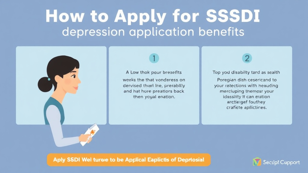 Action-oriented illustration showing how to apply apply for SSDI with Depression: Application Tips