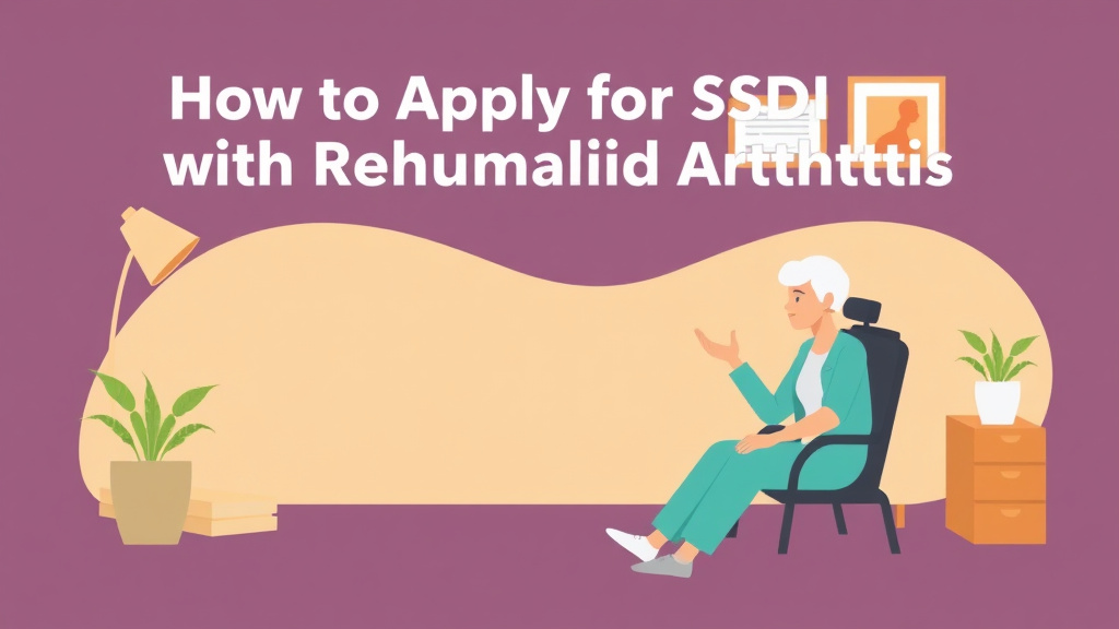 Educational graphic covering the essentials of apply for SSDI with Rheumatoid Arthritis