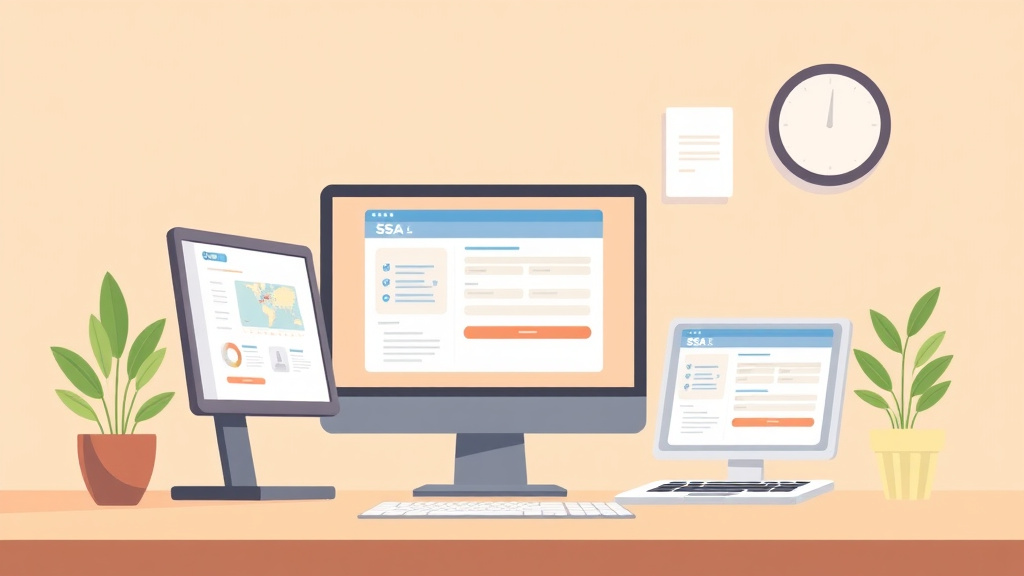 Visual overview of SSA Online Application Walkthrough: Every Screen Explained with key concepts highlighted