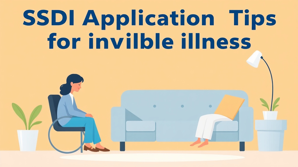 Clear illustration of SSDI Application Tips for Invisible Illnesses with supporting details