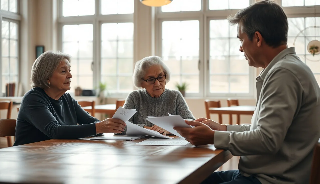 Older woman receiving free help with disability paperwork at a community center table