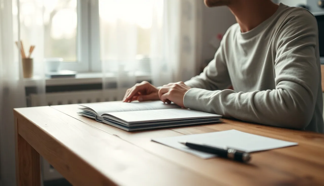 Person sitting at kitchen table waiting after submitting a disability application