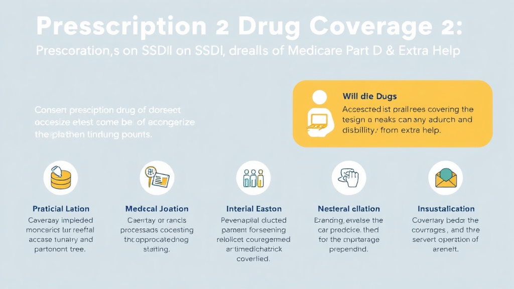 Process flow illustration for putting prescription Drug Coverage on SSDI: Medicare Part D and Extra Help into action