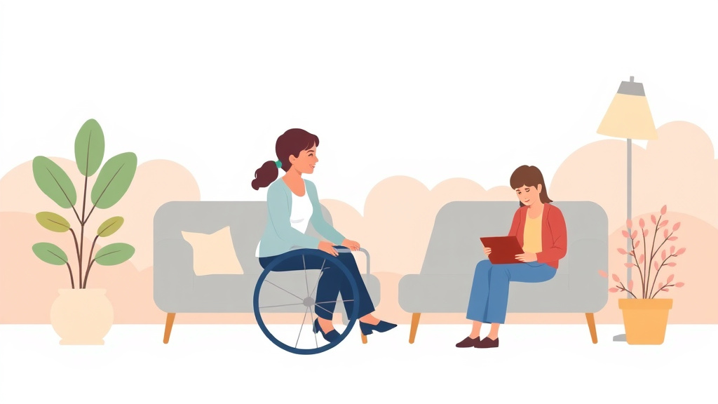 A professional illustration depicting disability Caregiver Resources in North Carolina