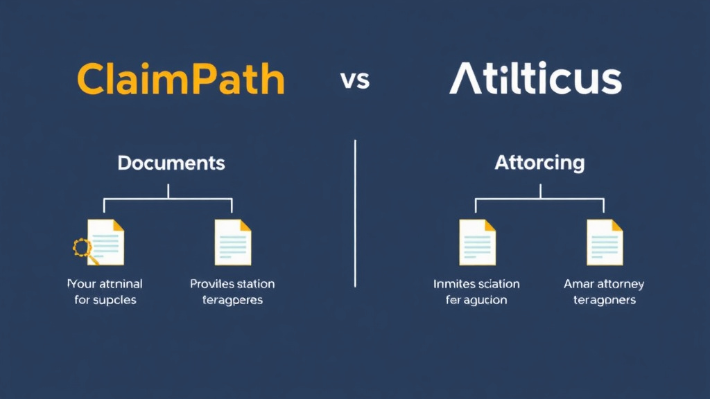 Hands-on guide visualization for claimPath vs Atticus: Self-Service Documents vs Attorney Matching