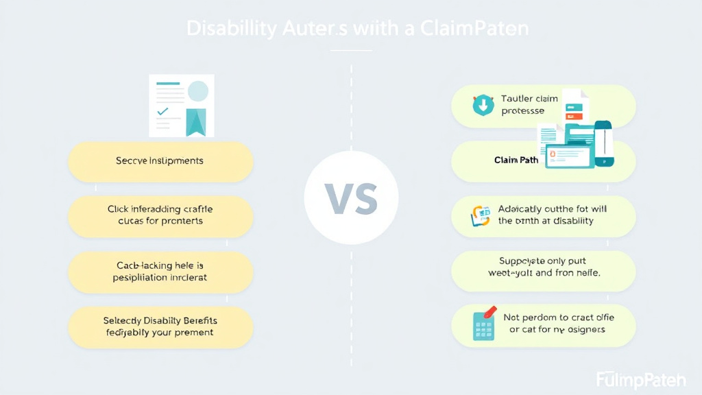 Action-oriented illustration showing how to apply claimPath vs DisabilityBenefitsHelp.org: Product vs Lead Gen