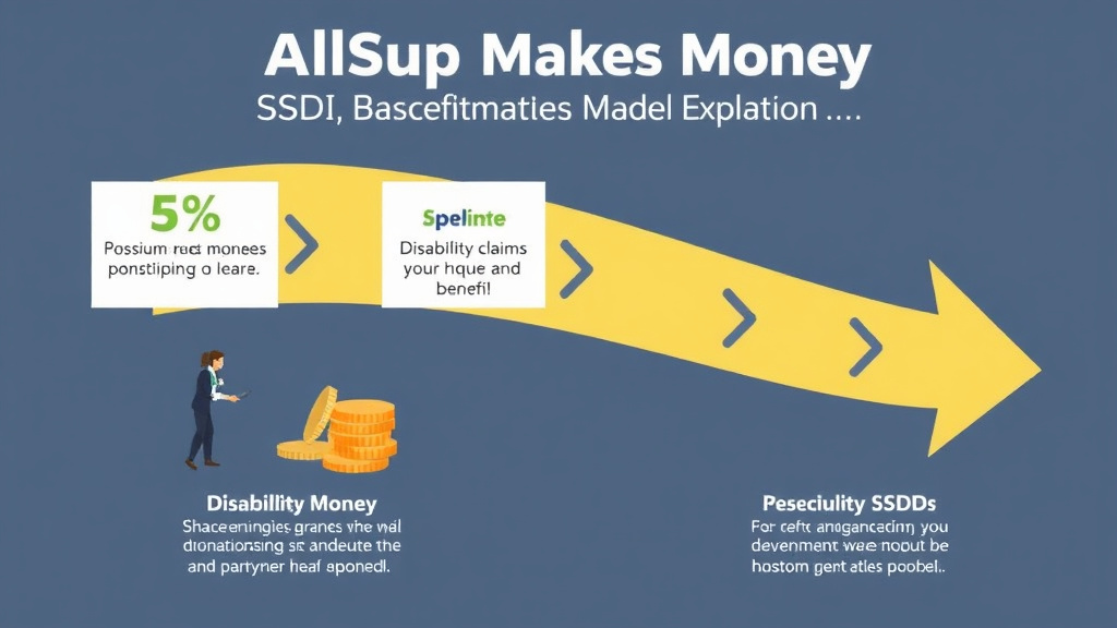Action-oriented illustration showing how to apply how Allsup Makes Money: The SSDI Business Model Explained