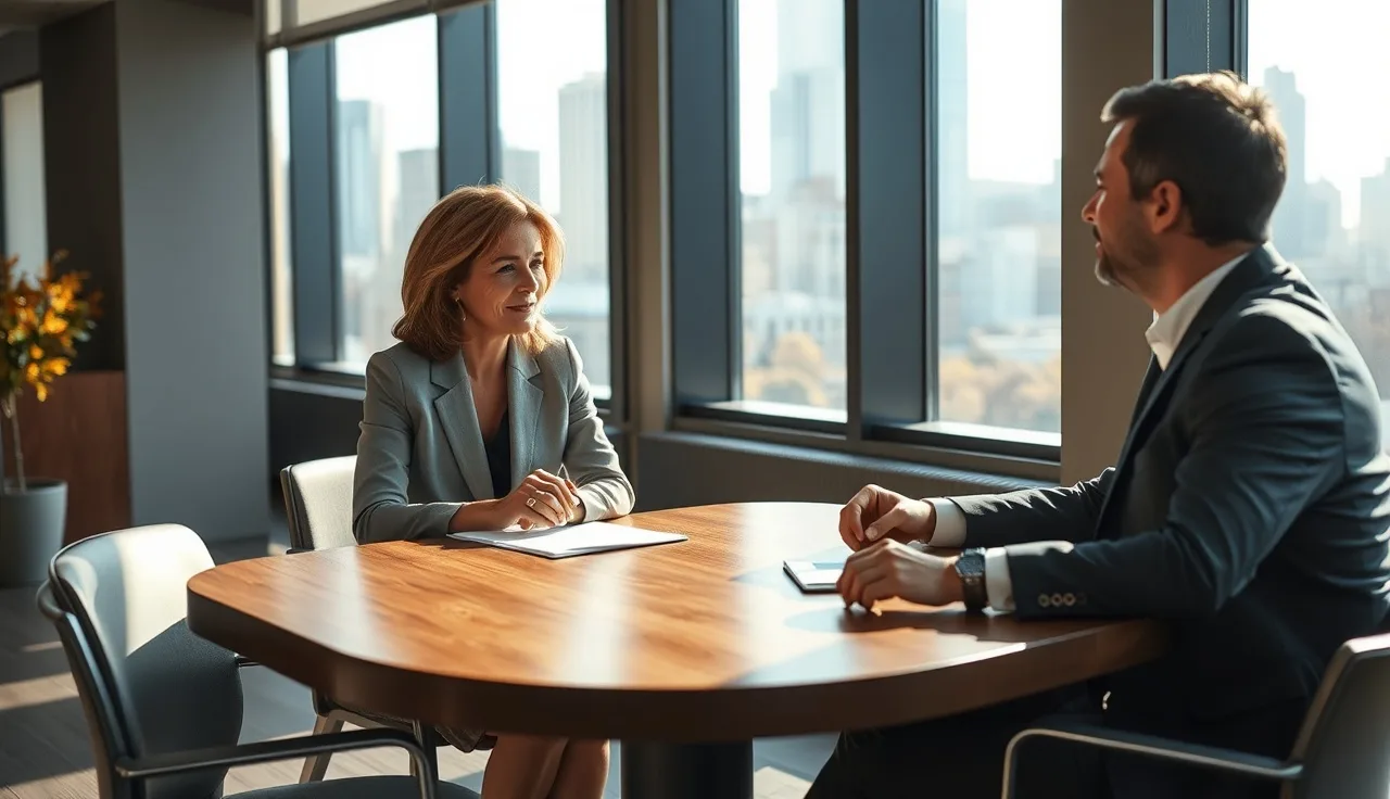 Woman consulting a disability lawyer in a sunlit Chicago office