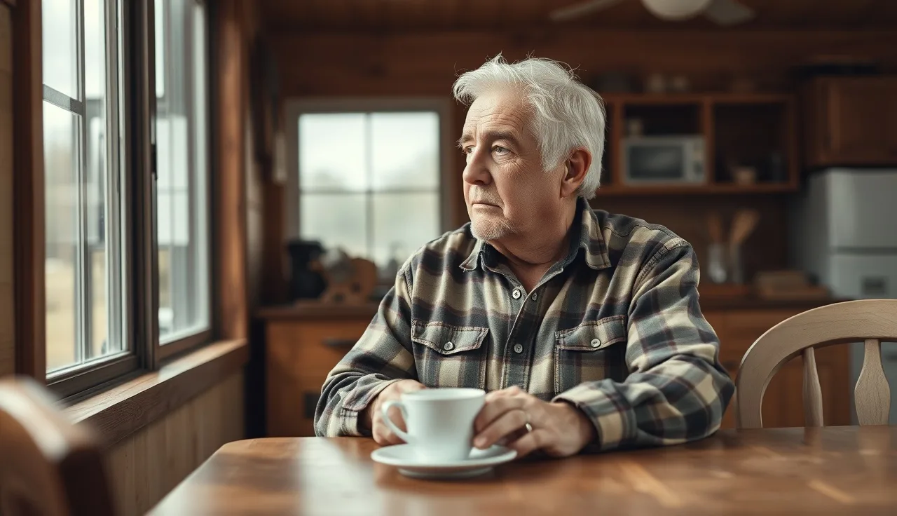 Man sitting at kitchen table waiting, natural light, disability appeal wait