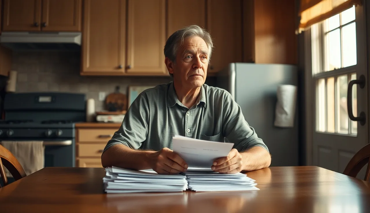 Person sitting at kitchen table with papers during SSDI appeals process