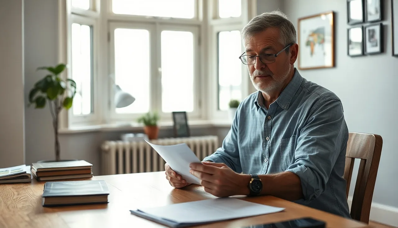 Person reviewing disability appeal documents at a desk in a San Francisco apartment
