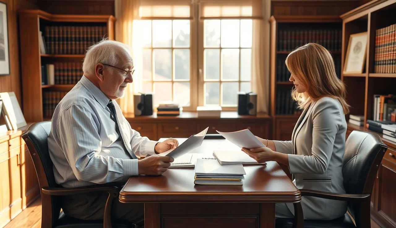 A disability claimant meeting with a representative to review SSDI documents