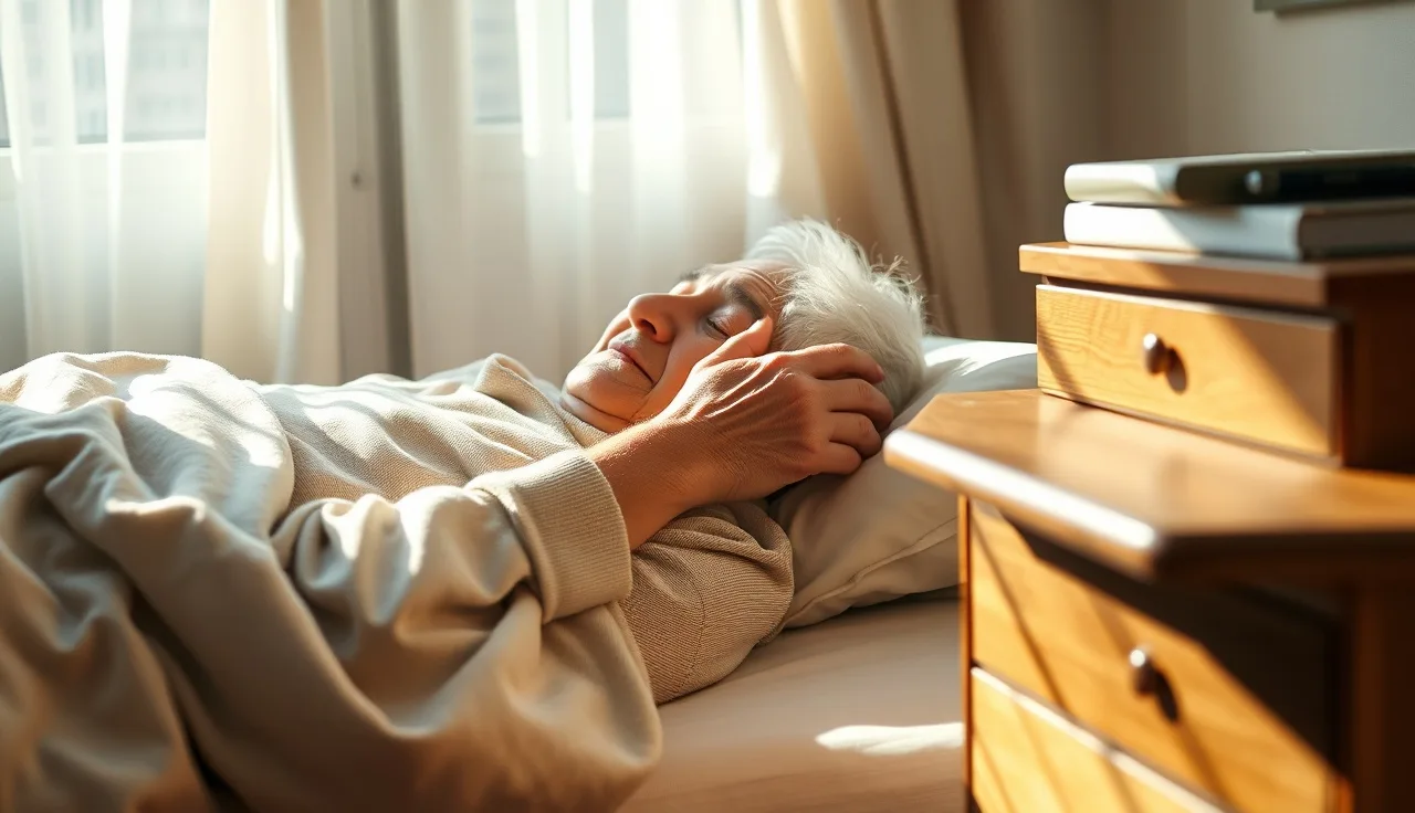Elderly person resting in a sunlit bedroom after receiving compassionate allowances approval