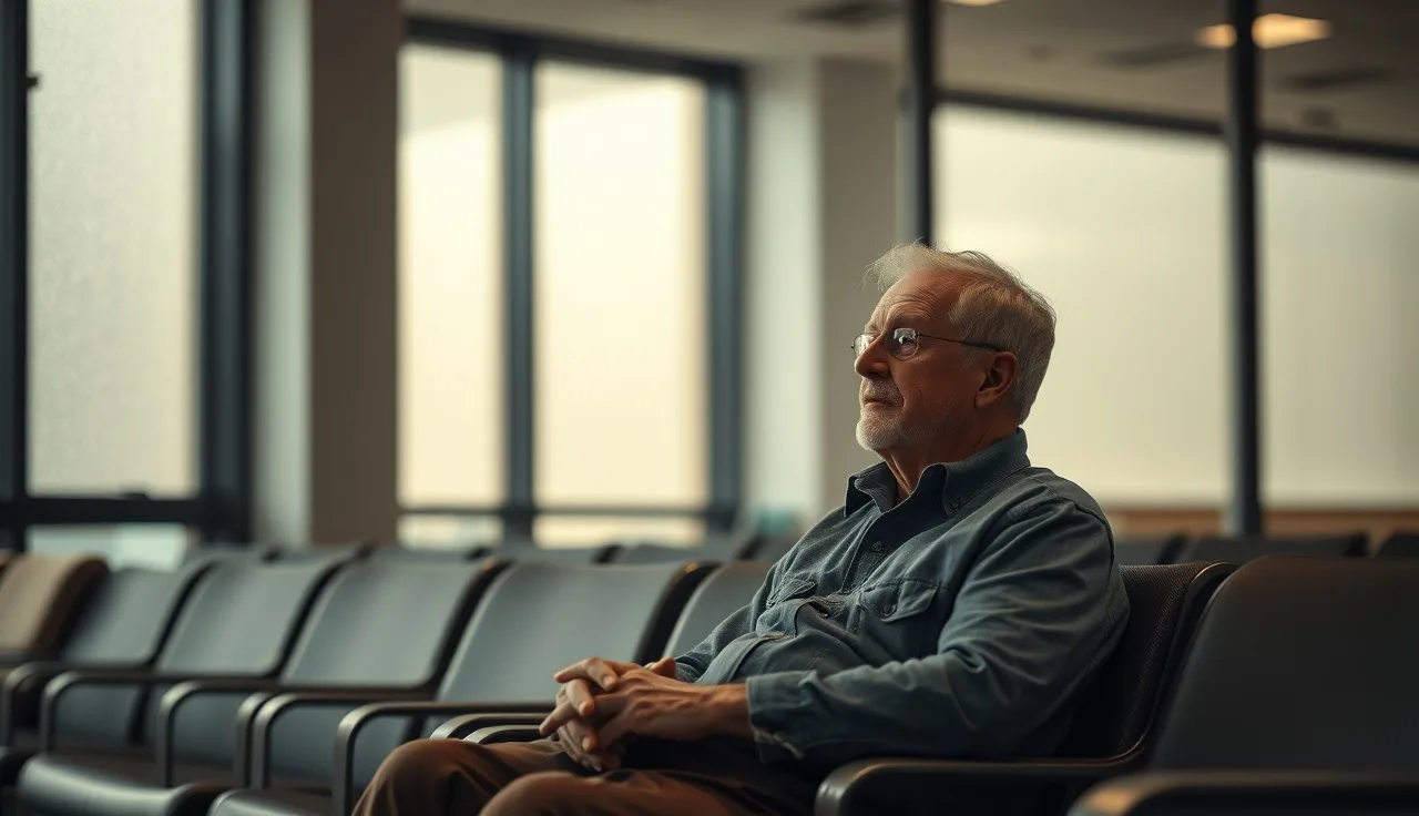 Person waiting in a quiet room, representing mental illness disability application process