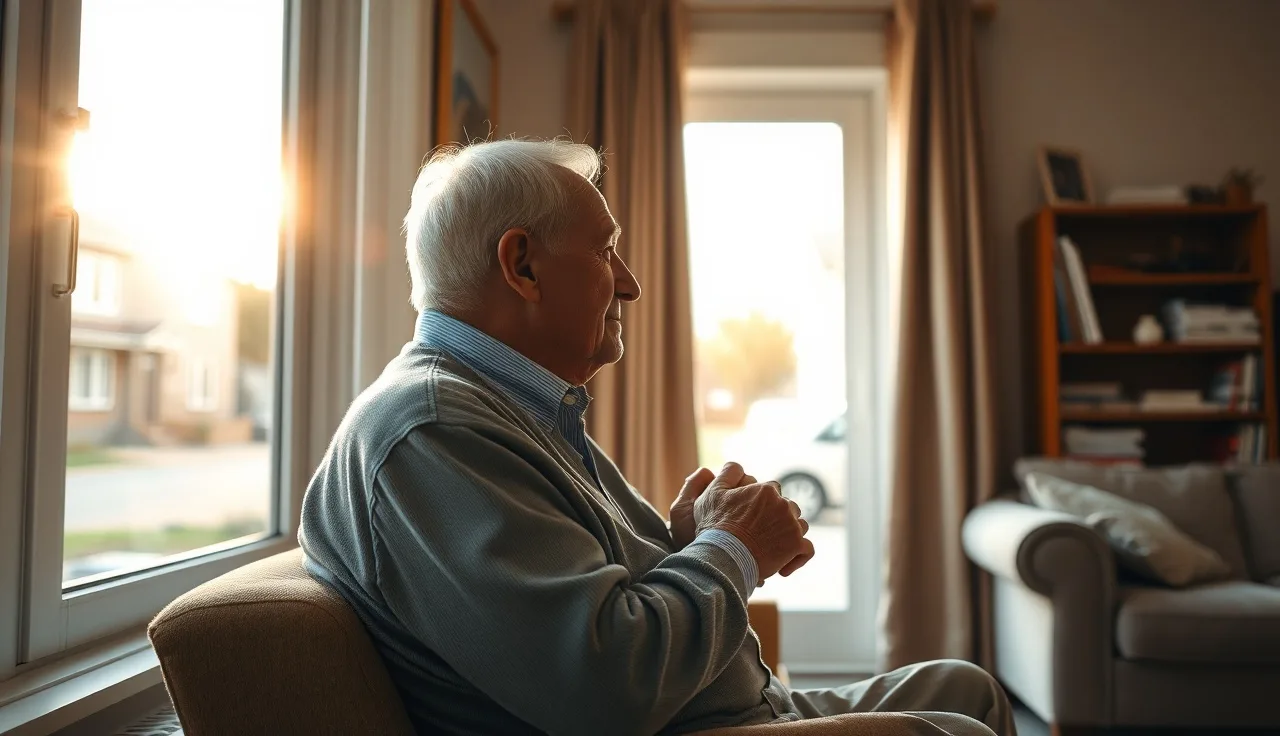 Person with serious illness sitting quietly at home waiting for disability benefits approval