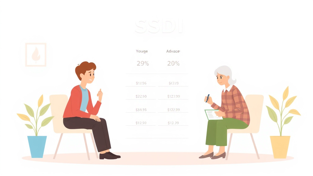 Conceptual diagram showing how SSDI Age Categories: Younger, Approaching Advanced, and Advanced works in practice