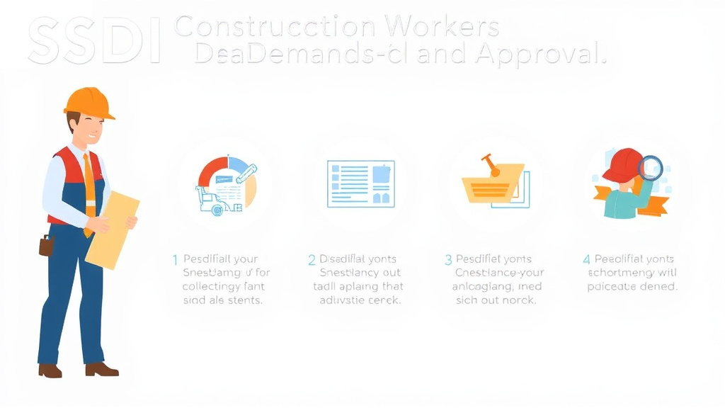 Action-oriented illustration showing how to apply SSDI for Construction Workers: Physical Demands and Approval