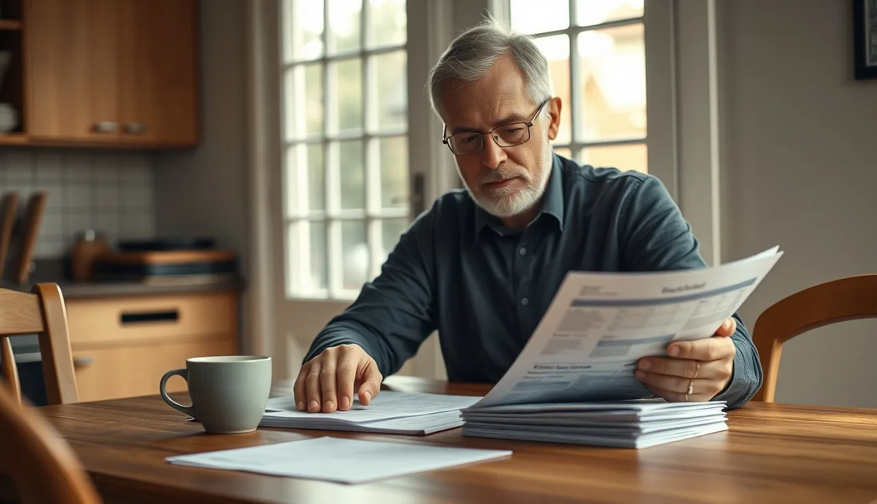 Person reviewing financial documents at a kitchen table, considering disability benefit asset rules