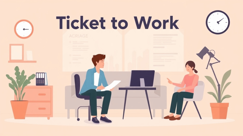 Visual overview of ticket to Work Program Explained: Working While on SSDI with key concepts highlighted