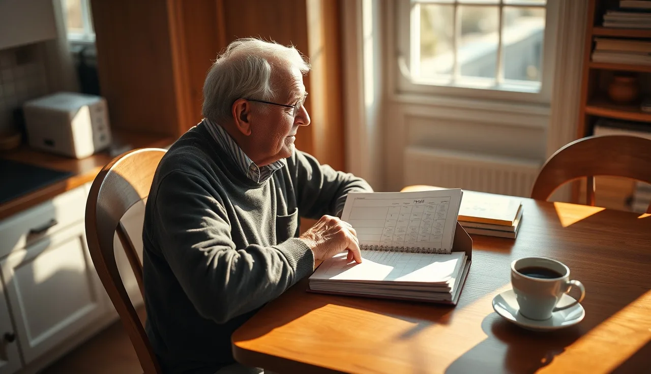 Person reviewing a calendar at a kitchen table, thinking about disability benefit changes