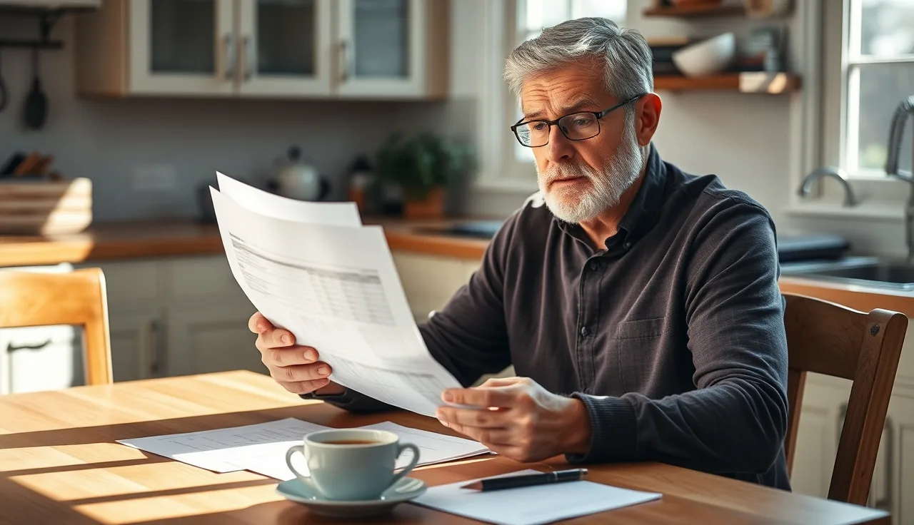 Person reviewing SSI overpayment paperwork at a kitchen table