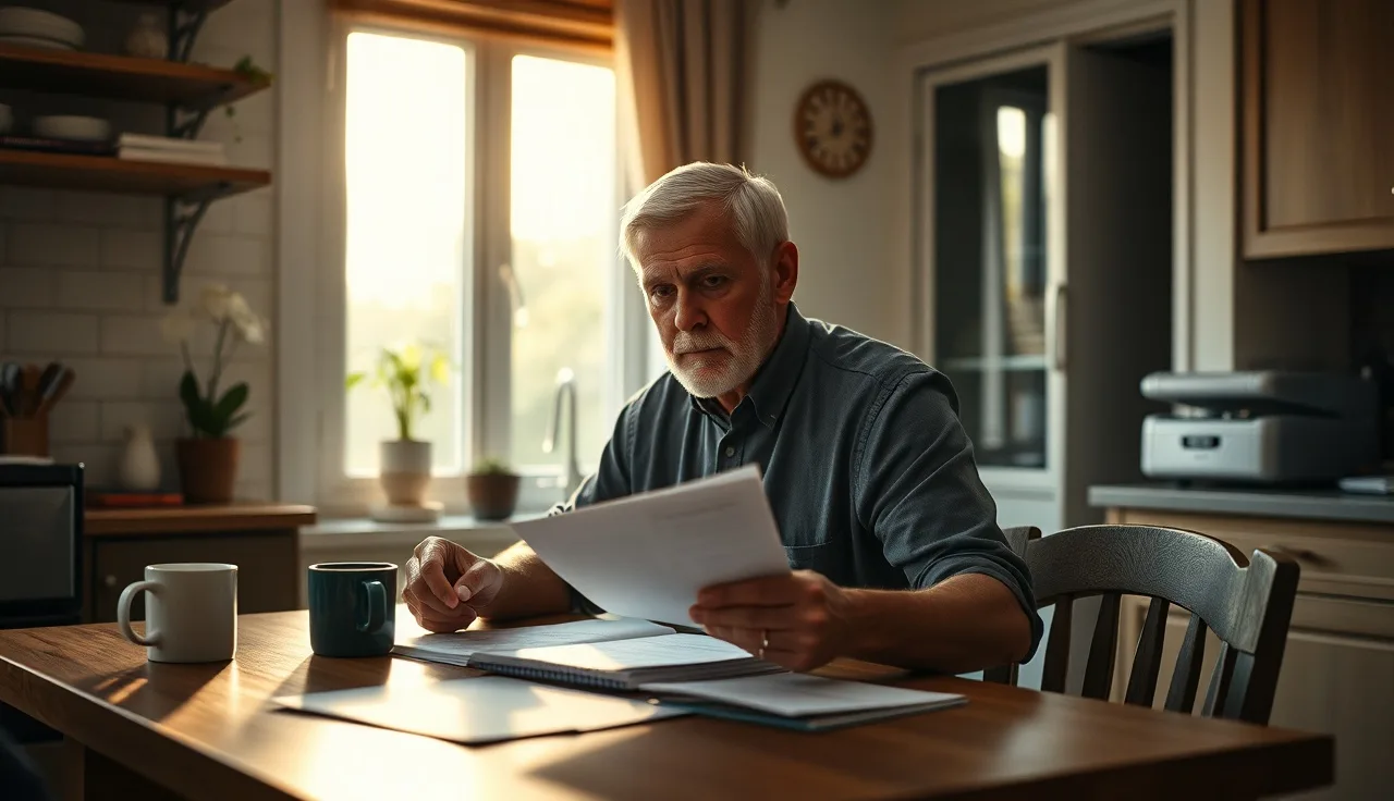 Person reviewing Medicaid and SSDI paperwork at a kitchen table