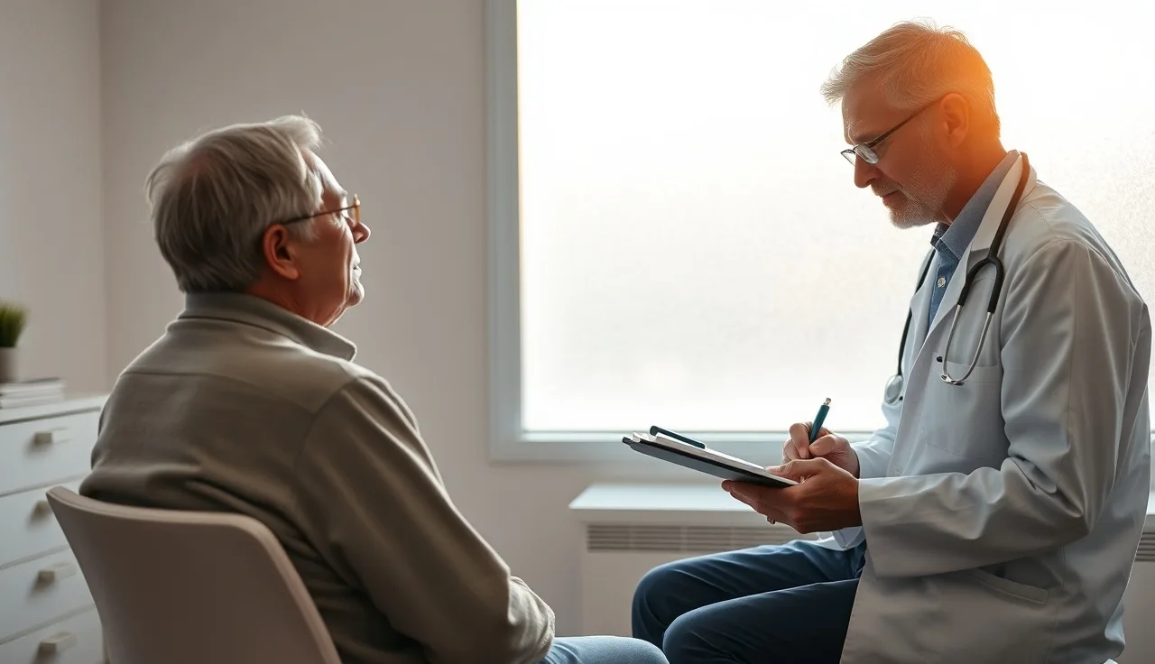 Patient and doctor reviewing RFC limitations in a medical examination room