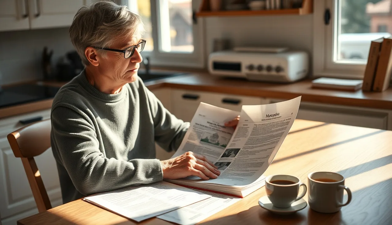 Person reviewing Social Security disability benefit documents at a kitchen table