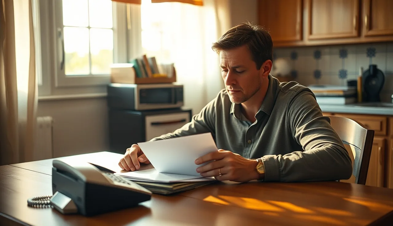Person at kitchen table with unopened government mail envelopes about SSI income reporting