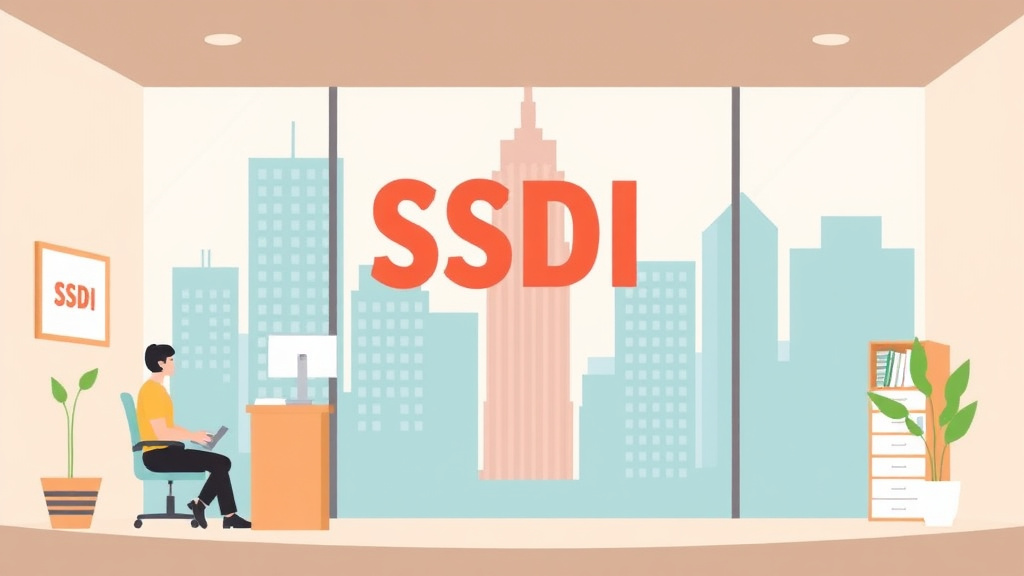 A professional illustration depicting SSDI in New York: Offices, Processing Times, and How to Apply