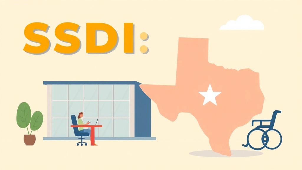 Educational graphic covering the essentials of SSDI in Texas: Offices, Processing Times, and How to Apply