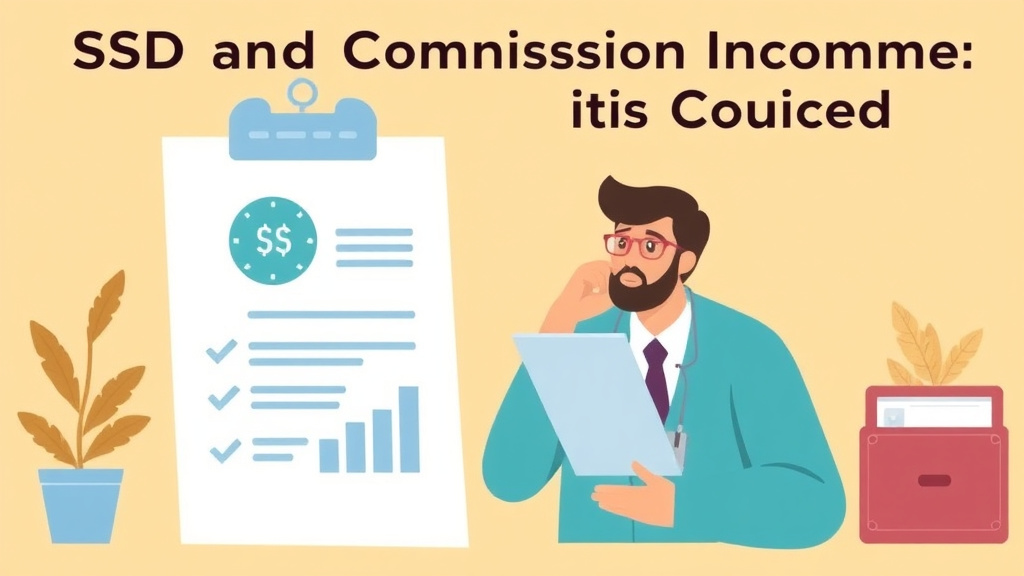 A professional illustration depicting SSDI and Commission Income: How It's Counted