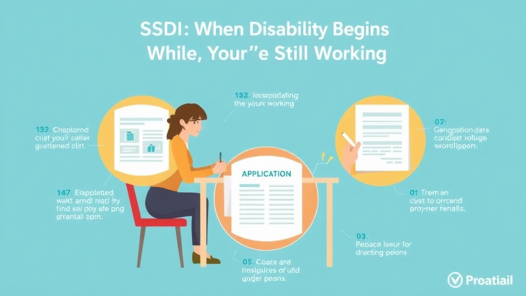Step-by-step visual guide for implementing SSDI When Disability Begins While You're Still Working