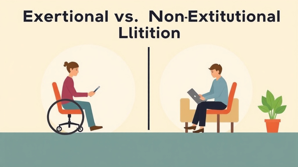 Educational graphic covering the essentials of exertional vs Non-Exertional Limitations for SSDI
