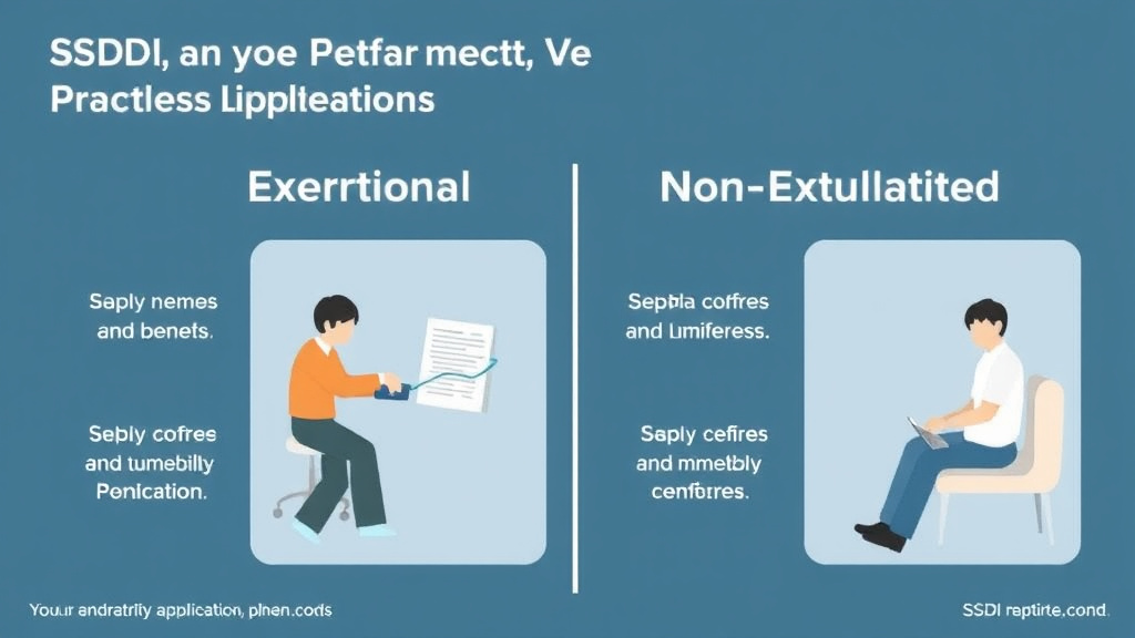 Action-oriented illustration showing how to apply exertional vs Non-Exertional Limitations for SSDI