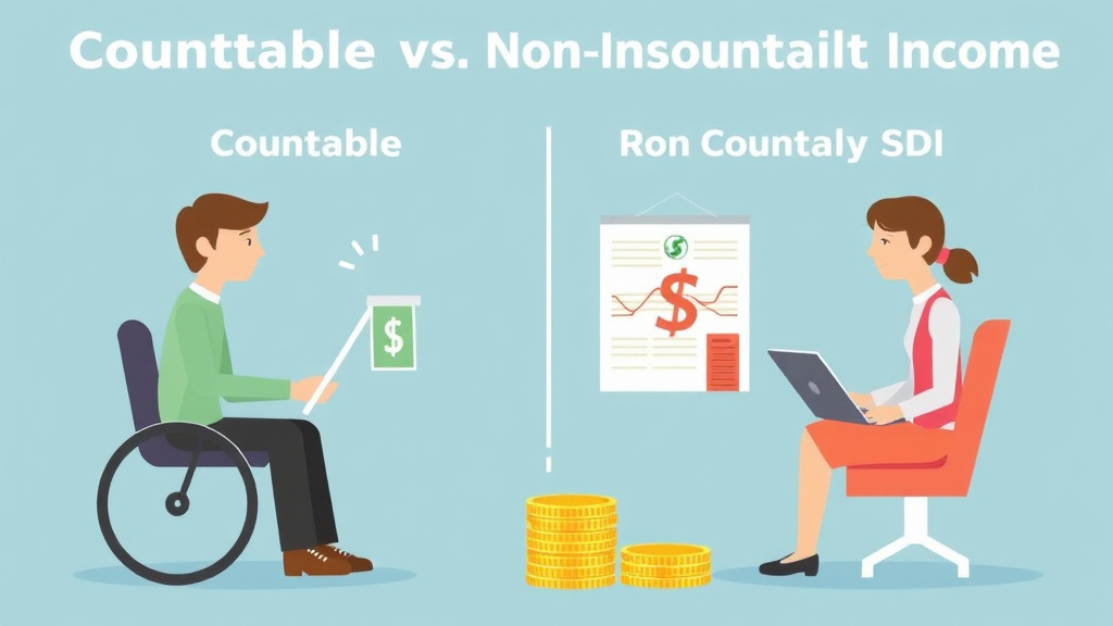 Illustration breaking down the fundamentals of countable vs Non-Countable Income for SSDI and SSI