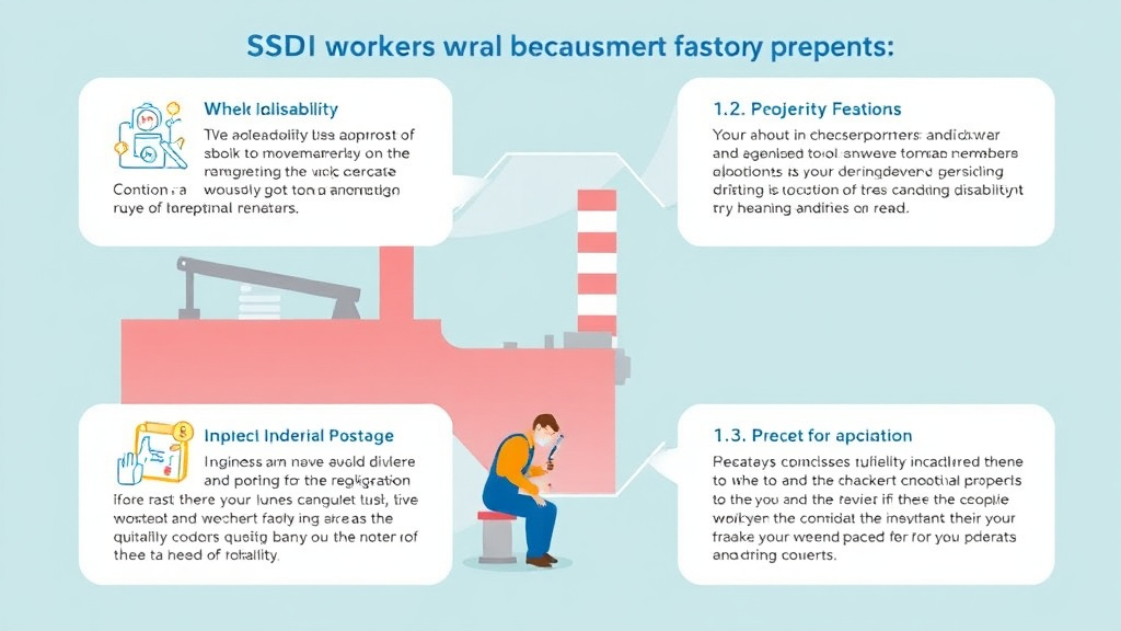 Process flow illustration for putting SSDI for Factory Workers: Qualifying Conditions and Application Tips into action