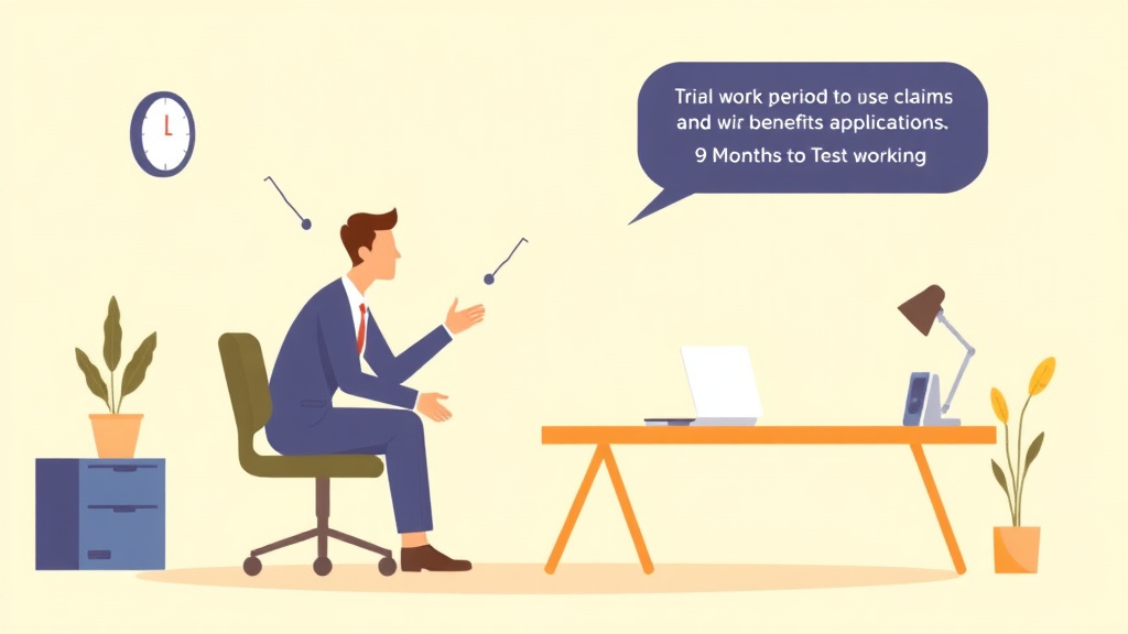 Illustration breaking down the fundamentals of trial Work Period Explained: 9 Months to Test Working